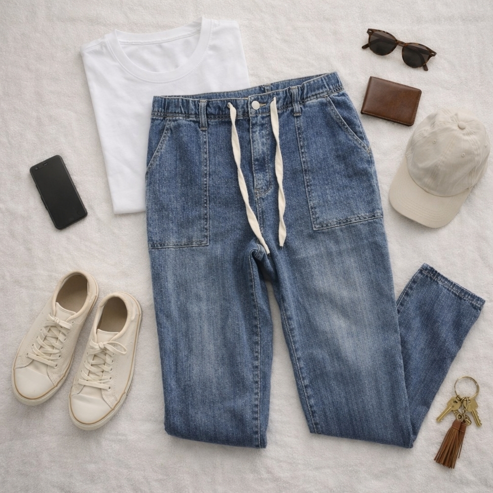 Judy Blue Elastic Waist With Drawstring Med Wash Denim Jeans. Ladies 13/31